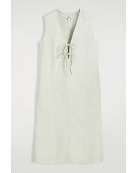 COS - Linen-Blend Tie-Front Midi Dress - Lyst