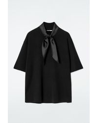COS - Scarf-detail Merino Wool T-shirt - Lyst
