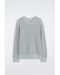 COS - Ladder-Stitch Cotton V-Neck Jumper - Lyst