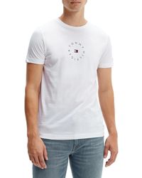 Tommy Hilfiger Roundall Graphic Tee Kurzarm-T-Shirt - Weiß