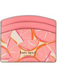 Kate Spade Spencer Grapefruit Printed Pvc Card Holder - Roze
