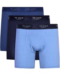 Mens Ted Baker 2 pack navy & beetroot red cotton stretch trunks underwear 