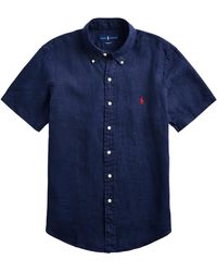 Polo Ralph Lauren T-Shirt a Manica Corta Piece Dye Linen - Blu
