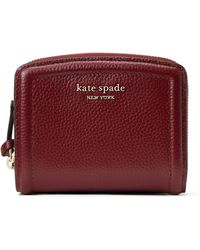 Kate Spade Knott Pebbled Leather Small Compact Portemonnee - Rood
