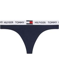 Tommy Hilfiger Core Organic Cotton Logo Thong - Blau