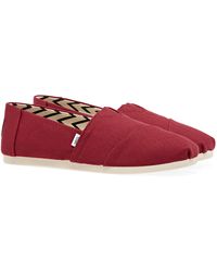 TOMS Recycled Cotton Alpargata Slip On Trainers - Red