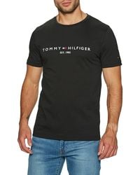 Tommy Hilfiger Core Tommy Logo T-shirt Korte Mouwen - Zwart