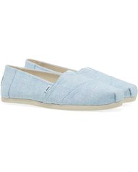 TOMS Speckled Linen Alpargata Slip On Sneakers - Blue