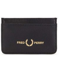 Fred Perry Pique Textured Pu Card Holder - Zwart