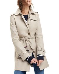 - Save 28% Natural Tommy Hilfiger Synthetic Ww0ww30169 Trench Coat in Grey Womens Coats Tommy Hilfiger Coats 