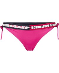 Tommy Hilfiger Contrast Logo Band Tie Side Bikini Bottom - Pink