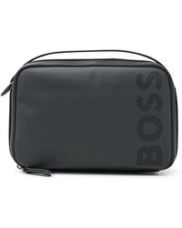 BOSS Mens Pixel Washbag Structured-nylon washbag with rubberised logo 