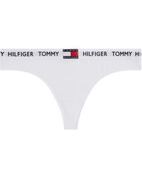 Tommy Hilfiger Core Organic Cotton Logo Thong - Weiß