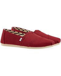 TOMS Recycled Cotton Alpargata Slip On Sneakers - Red