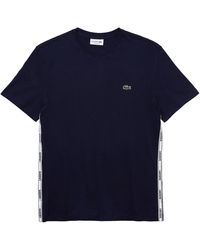 Lacoste Tape Trim T-shirt Korte Mouwen - Blauw