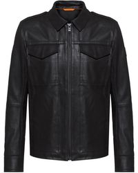 BOSS by HUGO BOSS Jobeaan Leather Jacket - Zwart