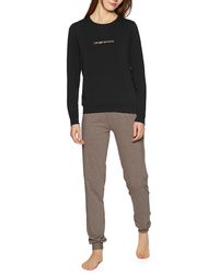 Emporio Armani Knitted Long Sleeve Loungewear Set - Zwart