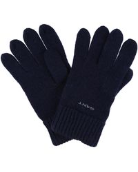GANT Knitted Wool Gloves - Blue