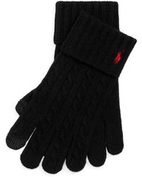 Polo Ralph Lauren Cable-Knit Wool-Blend Touch Handschuhe - Schwarz