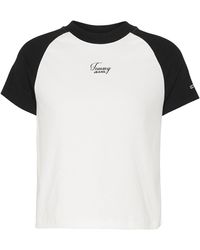 Tommy Hilfiger Raglan Organic Cotton Cropped T-shirt Korte Mouwen - Wit