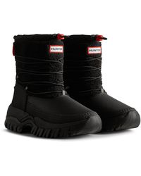 hunter original wanderer short sherpa snow boot in white