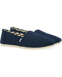 TOMS Recycled Cotton Alpargata Slip On Sneakers - Blue