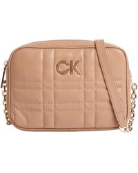 Calvin Klein Re-lock Quilt Camera Handbag - Natural