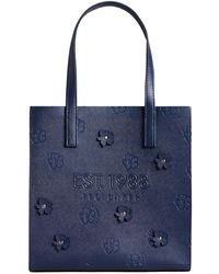 Ted Baker Borsa Shopper Flercon Applique Debossed Floral Small Icon - Blu