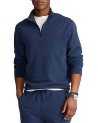 Polo Ralph Lauren Luxury Jersey Quarter Zip Sweater - Blue