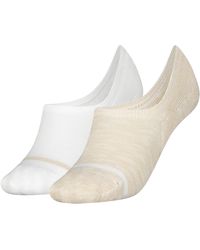 Tommy Hilfiger High Cut Footie 2 Pack Slub Fashion Socks - Natural