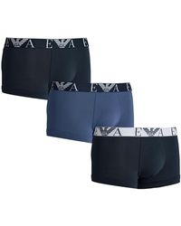Emporio Armani 3 Pack Trunk Boxershorts - Blauw