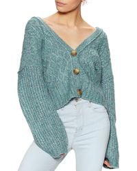 Free People Molly Cable Cardi Cardigan - Blue