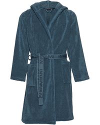 Emporio Armani Woven Dressing Gown - Blue