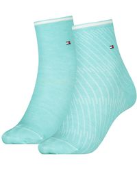 Tommy Hilfiger Short Sock 2 Pack Bias Open Stripe Fashion Socks - Blue