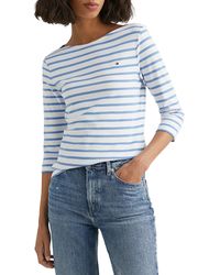 Tommy Hilfiger Slim Boat Neck 3/4 Sleeve Long Sleeve T-shirt - Blue