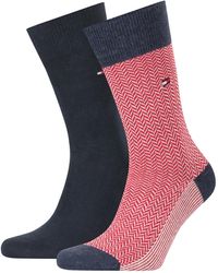 Tommy Hilfiger Seasonal 2 Pack Herringbone Neppy Fashion Socks - Blauw