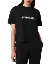 Napapijri Box Cropped Short Sleeve T-shirt - Black