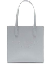 Ted Baker Womens Lt-grey Icon Small Crosshatch Faux-leather Shopper 1 Size