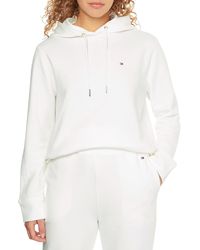 und Fitnesskleidung Hoodies Training Damen Bekleidung Sport- Tommy Hilfiger Baumwolle Hoodie mit Logo-Stickerei in Weiß 