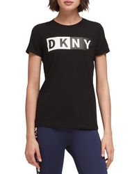 DKNY Two Tone Logo Kurzarm-T-Shirt - Schwarz