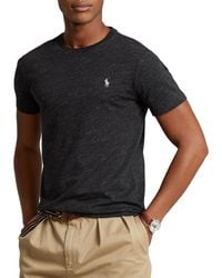 Polo Ralph Lauren Custom Slim Fit Jersey Crewneck T-shirt Korte Mouwen - Zwart