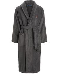 Polo Ralph Lauren Dressing Gown Shawl Collar Cotton Terry - Grigio