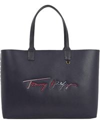 Tommy Hilfiger Sac Cabas Iconic Tommy Tote Signature - Bleu