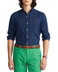 Polo Ralph Lauren Slim Fit Linen Shirt - Blue