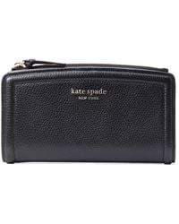 Kate Spade Knott Pebbled Leather Zip Slim Brieftasche - Schwarz