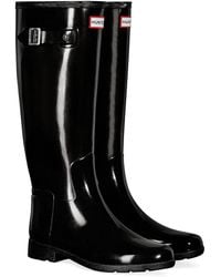 HUNTER Refined Slim Fit Tall Gloss Wellington Boots - Black