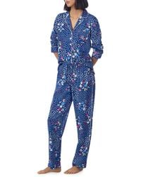 Lauren by Ralph Lauren Sateen Notch Collar Pyjama - Blauw