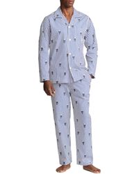 Vestaglia con ricamoPolo Ralph Lauren in Cotone da Uomo colore Blu Uomo Abbigliamento da Nightwear e sleepwear da Vestaglie e accappatoi 