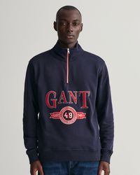 GANT - Retro Crest Half Zip Sweatshirt - Lyst