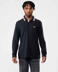 BOSS - Plisy Branded Collar Long Sleeve Polo Shirt - Lyst